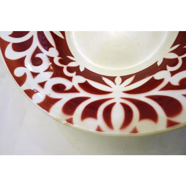 Salad Bowl with Stylized Floral Stencil Decoration by Digoin Sarreguemines, 1950s For Sale - Image 10 of 12