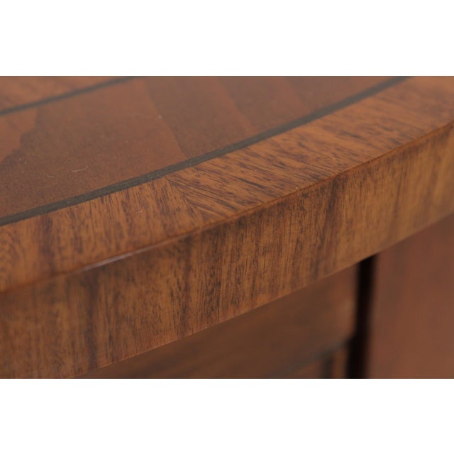 Trosby Inlaid Yew Wood Demilune Cabinet Commode For Sale - Image 13 of 18