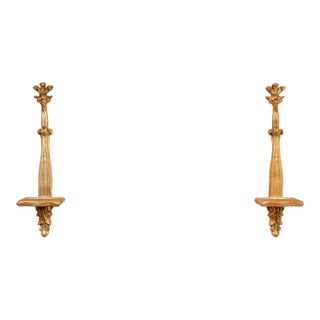 Vintage Gilt Louis XVI Style Wall Display Shelves With Plate Holders—A Pair For Sale