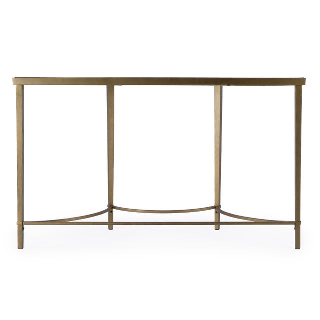 Glass Monica 50 in. W Demilne Glass and Metal Console Table, Antique Gold For Sale - Image 7 of 8