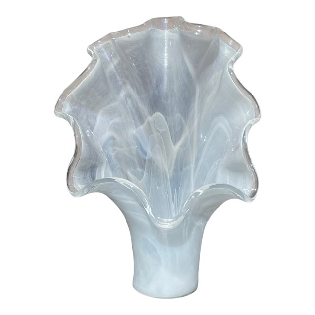 Large Italian Murano Wave Vase For Sale