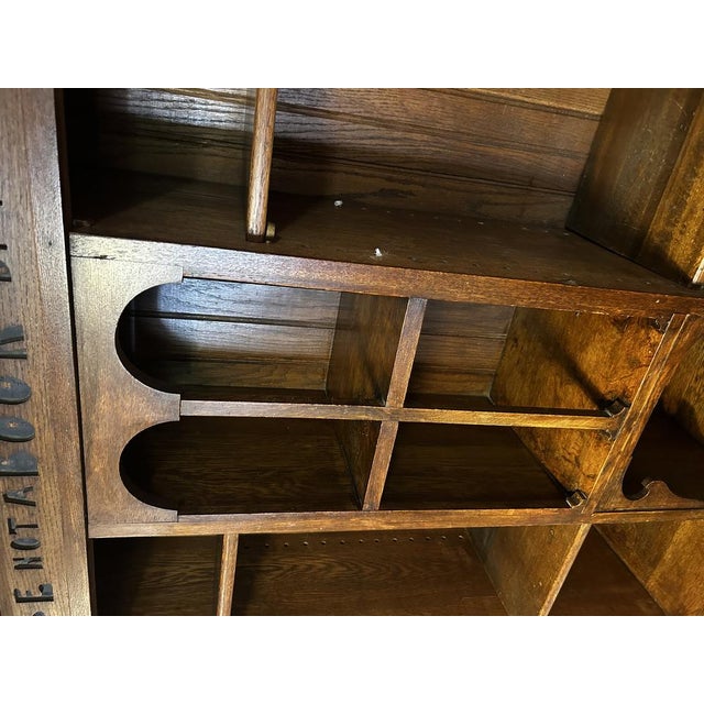 Brown English Arts & Crafts Oak Bookcase by the Cover Motto, 1890s For Sale - Image 8 of 10