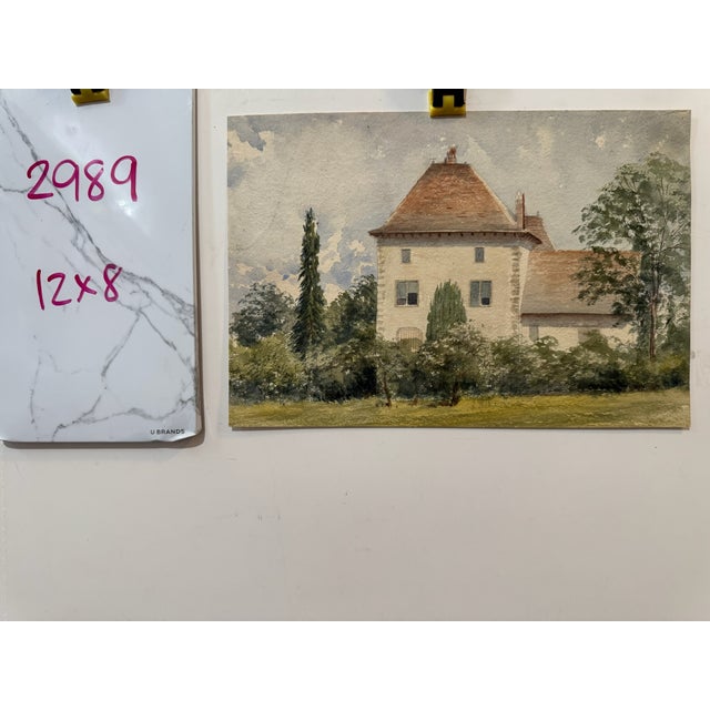 Paint Late 19th Century Attributed to Frank Henry Mason Country House Garden Original Watercolor For Sale - Image 7 of 7