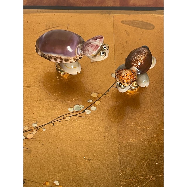 Coastal 1970s Cute Pair Sea Shell Turtles Figurines as Lamp Finials For Sale - Image 3 of 4