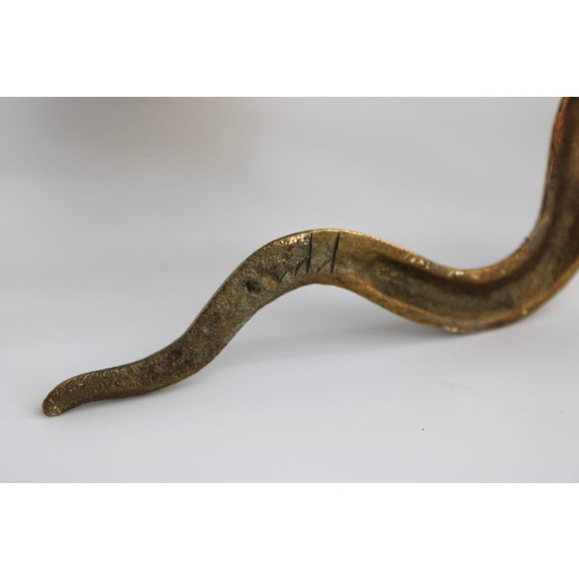 1960s Vintage Pair of Brass Cobra Snake MCM Candlesticks For Sale - Image 5 of 8