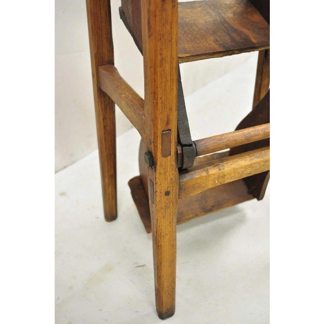 Antique French Provincial Country Oak Wood Folding Library Step Ladder For Sale - Image 9 of 12