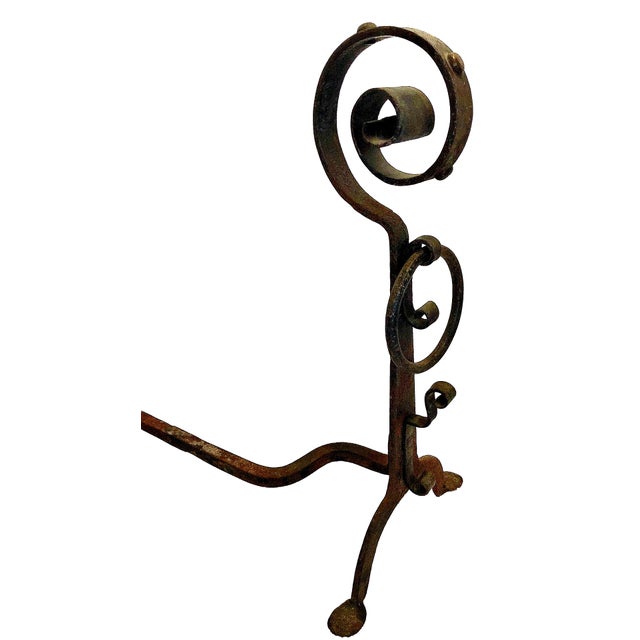 Arts & Crafts Arts & Crafts Wrought Iron Fireplace Andirons For Sale - Image 3 of 6