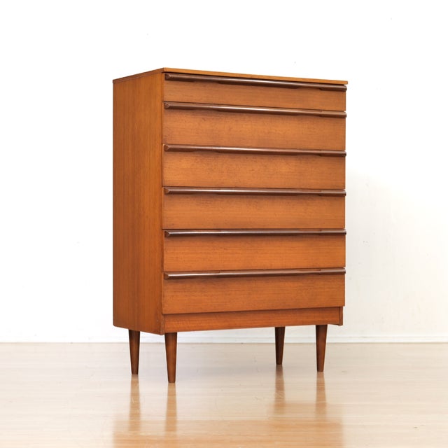 Mid-Century Modern Mid Century Tallboy Teak Dresser by Avalon Yatton For Sale - Image 3 of 7