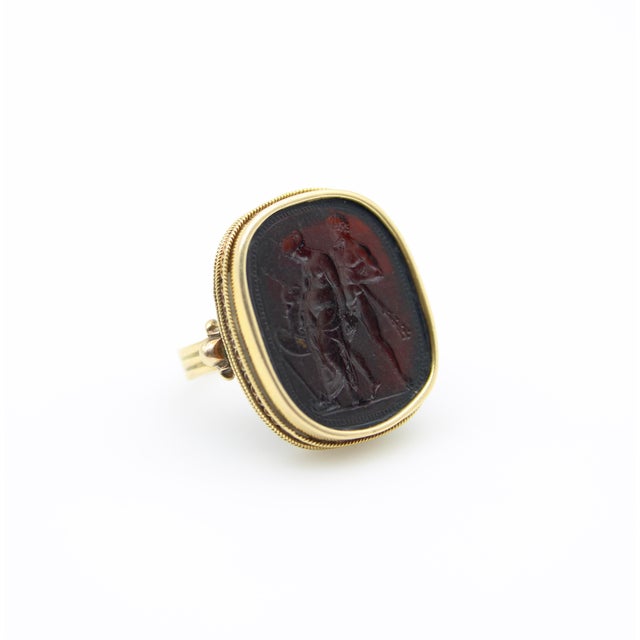 18th Century Georgian 18k Gold Hercules and Omphale Tassie Intaglio Ring, Size 6 For Sale - Image 4 of 10