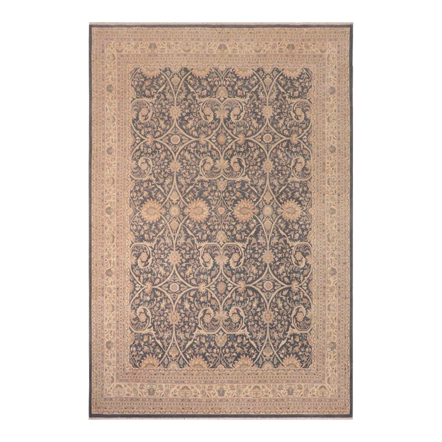 Sunfaded Boho Chic Green/Ivory Wool Rug - 10'0'' X 13'10'' For Sale