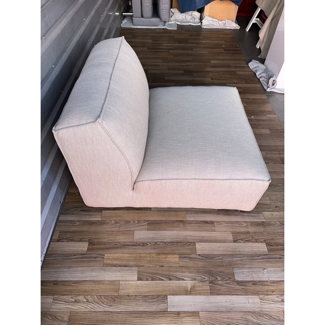 Restoration Hardware Restoration Hardware Como Modular Armless Chair- Two Tone Linen For Sale - Image 4 of 9