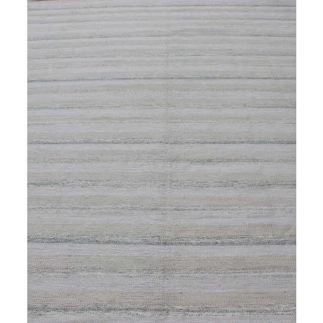 Modern Scandinavian Flat Weave Rug With Subtle Horizontal Stripe Pattern For Sale - Image 11 of 12