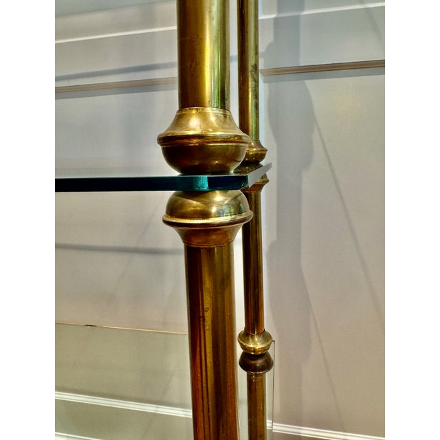Mid-Century Brass Glass Étagère Bookcase Display For Sale - Image 13 of 17
