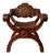 Spanish Colonial Savonarola Chair With Carved Lion Heads and Tooled Leather For Sale