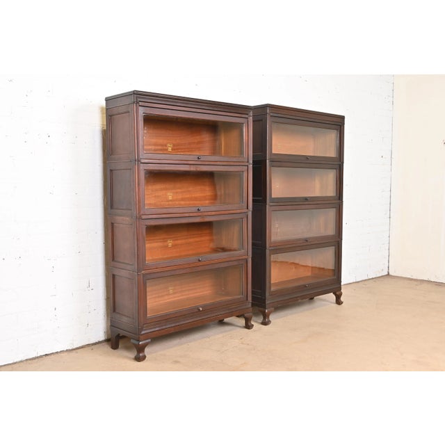 Antique Arts & Crafts Mahogany Four-Stack Barrister Bookcase by Macey, Circa 1920s For Sale - Image 11 of 12