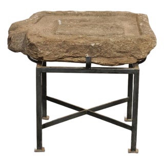 19th C. Spanish Stone Trough Top Side Table For Sale