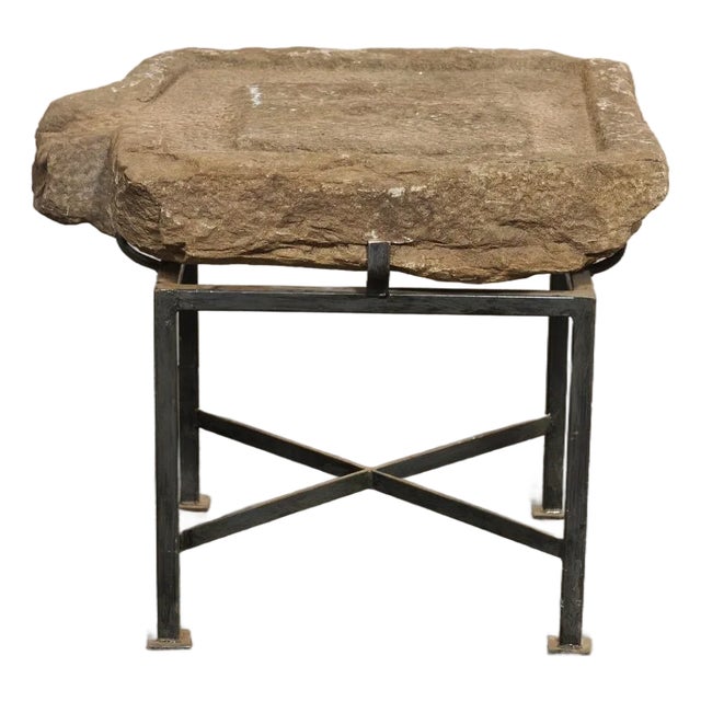 19th C. Spanish Stone Trough Top Side Table For Sale