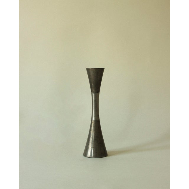 Diabolo Candlesticks in Patinated and Brushed Steel, 1970s, Set of 3 For Sale - Image 6 of 11