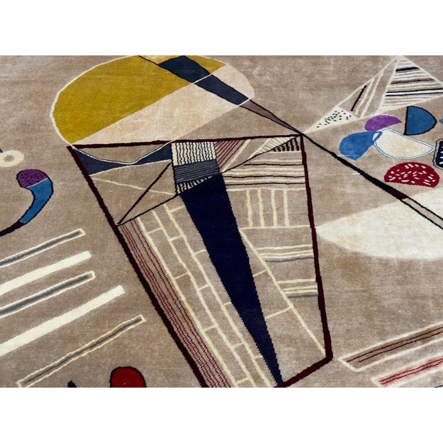 Textile French Mid 20th Century Artistic Wool Rug Design After Kandinsky 6’7" X 9’11" For Sale - Image 7 of 11