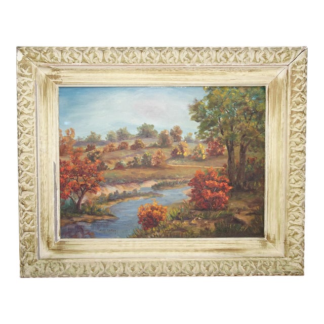 Vintage Oil Painting Picture Landscape "Rolling River" Signed by Myrl Carter For Sale