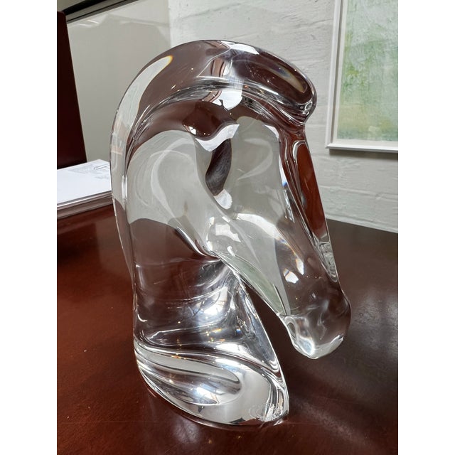 Saint-Louis for Hermès Crystal Horse Head Sculpture - "Pour Hermès" - Perfect Condition, Original Box For Sale In Los Angeles - Image 6 of 9