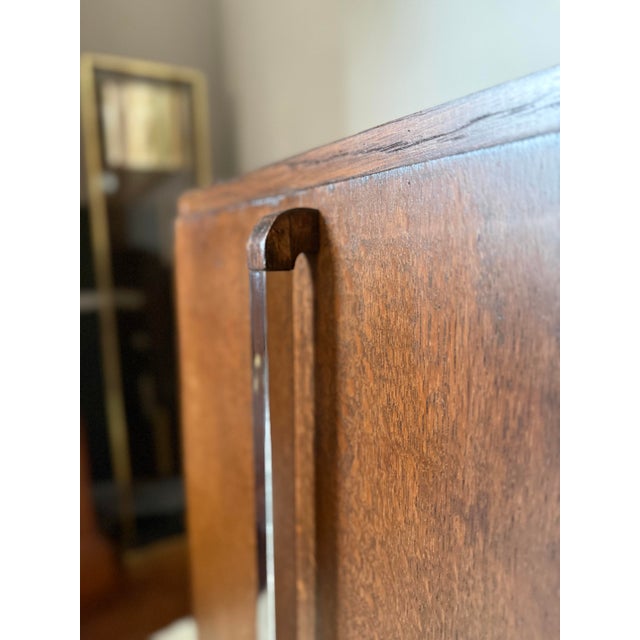 Wood Antique Art Deco Oak Credenza Sideboard / Stepped Buffet Cabinet For Sale - Image 7 of 17