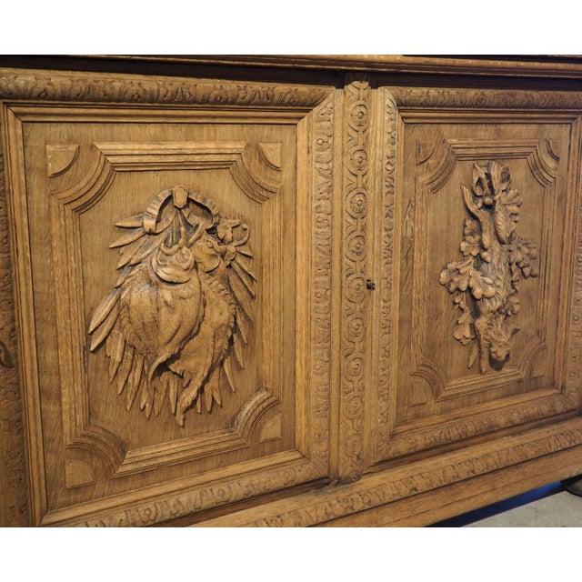 19th Century Bleached French Oak Hunt Buffet With Black Granite Top, Circa 1880 For Sale - Image 10 of 18