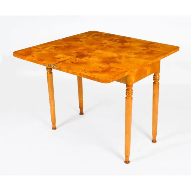 Antique Biedermeier Maserbirch Console / Card Table and Mirror, 19th Century, Set of 2 For Sale - Image 15 of 18