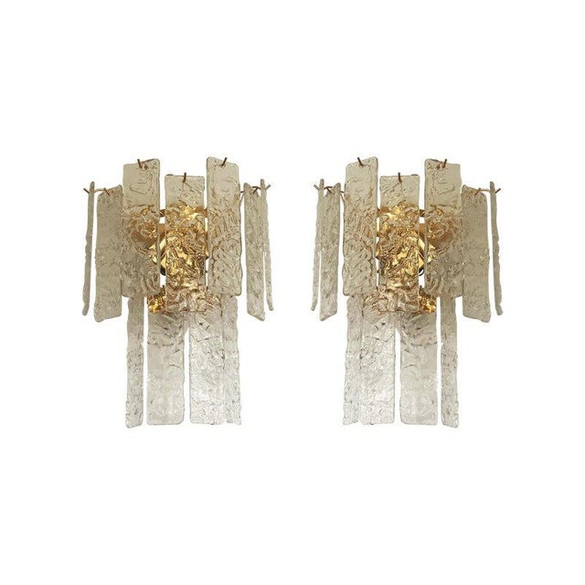 Hammered Strips Listelli Murano Glass Wall Sconces by Simoeng, Set of 2 For Sale - Image 13 of 14