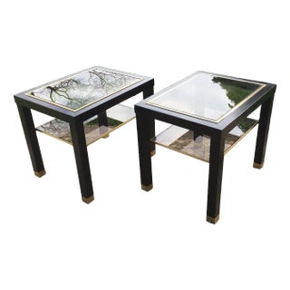 Blackened Wood Sofa End Tables, Mid-20th Century, Set of 2 For Sale