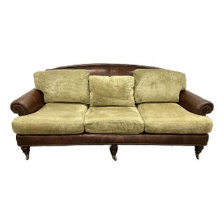 Lillian August for Drexel Heritage Leather and Fabric Regency Sofa For Sale