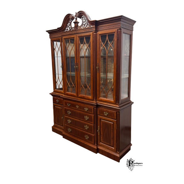 Wood Vintage Chippendale Style Mahogany China / Display Cabinet For Sale - Image 7 of 10