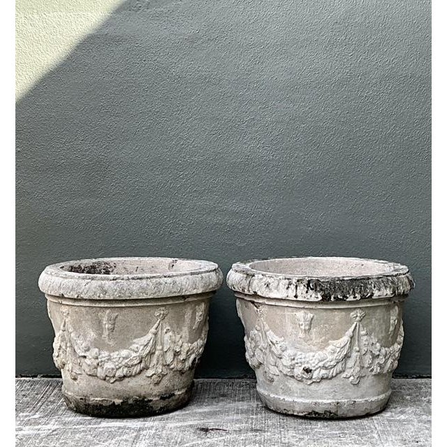 Vintage Cast Concrete Swag Planters - A Pair For Sale In West Palm - Image 6 of 12