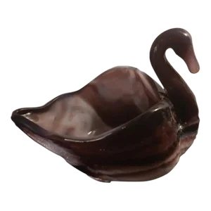 1960s Amethyst Slag Glass Swan Decorative Bowl
