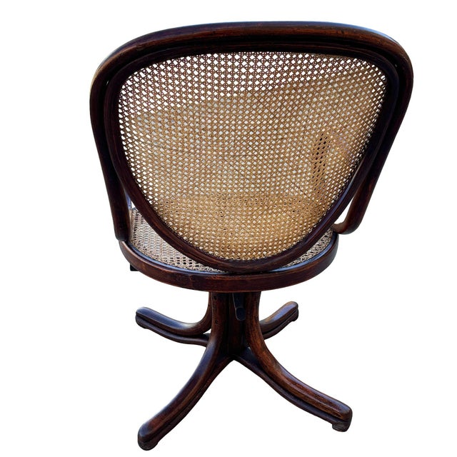 1900 - 1909 Early 20th Century Vienna Secession Bent Oak & Cane Swivel Desk Chair No 11 by Thonet For Sale - Image 5 of 8