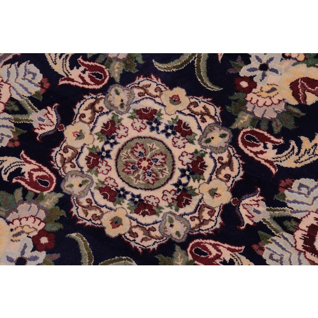 Shabby Chic 1990's Pak-Persian Blue/Beige Wool Rug - 3'2'' X 5'3'' For Sale - Image 4 of 9