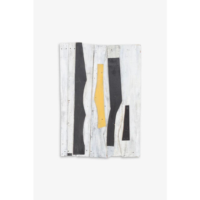 Tony Rosenthal "CATS EYES I" variation Wall Sculpture Painted wood assemblage with white, yellow and black elements...