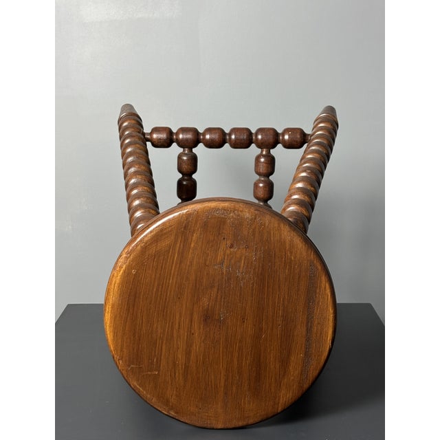 Charles Dudouyt Mid-Century Brutalist Turned Wood Stool in the style of Charles Dudouyt, 1950s For Sale - Image 4 of 18