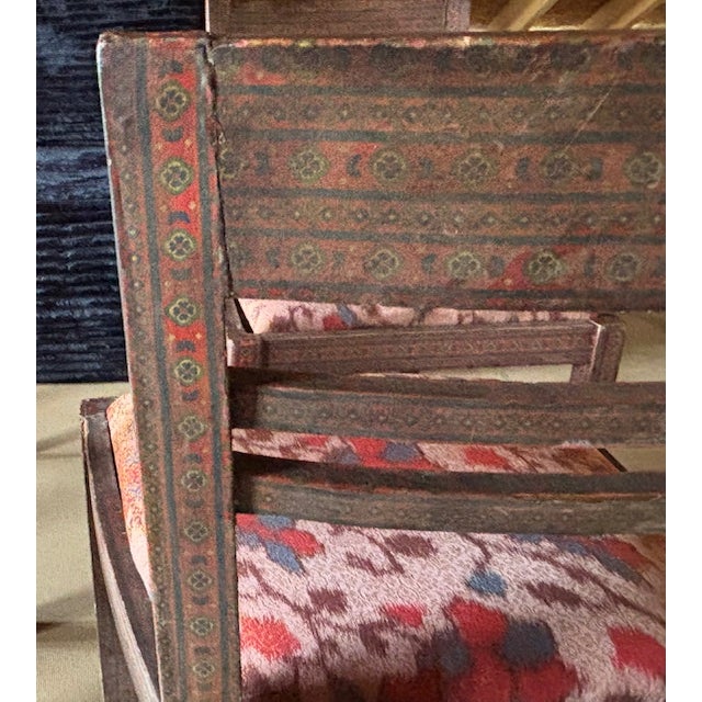 Antique Anglo Indian Style Decoupage Wood Dining Chairs With Patterned Paper and Lacquered Overlay For Sale In New York - Image 6 of 18