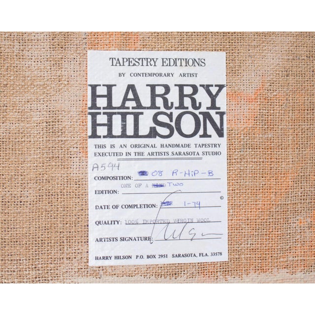 Burnt Orange 1974 Limited Edition Wool Tapestry by Harry Hilson For Sale - Image 8 of 8