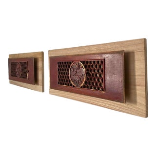Sculptural Wall Object – Antique Chinese Giltwood Openwork Carved Panels, Pair For Sale