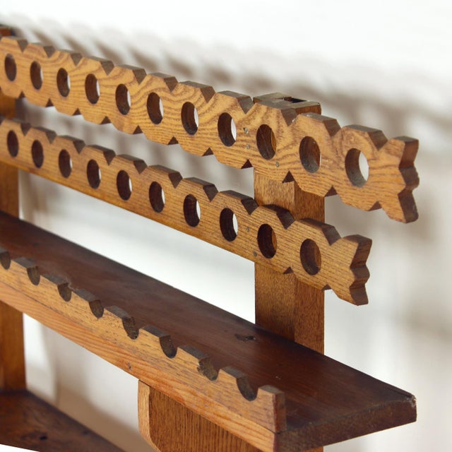 1950s Mid-Century Modern Folk Art Wooden Wall Shelf, Czechoslovakia, 1950s For Sale - Image 5 of 9