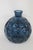 Blue Blue Glass Round Bottle Vase Thumbprint Design 4691b For Sale - Image 8 of 16
