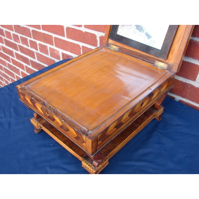 19th Century Italian Marquetry Necessaire Sewing Shaving Travel Box For Sale - Image 10 of 12