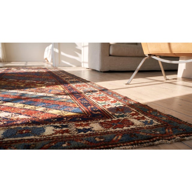 Eye-Catching Multicolored Ground With Geometric Design Antique Caucasian Shirvan Rug by Mr. Jabari For Sale - Image 10 of 10