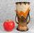 - Original Art Pottery Vase Signed "Checho-Slovakia" - Attractive Orange and Brown Glazed Finish with a Mountain Motif -...