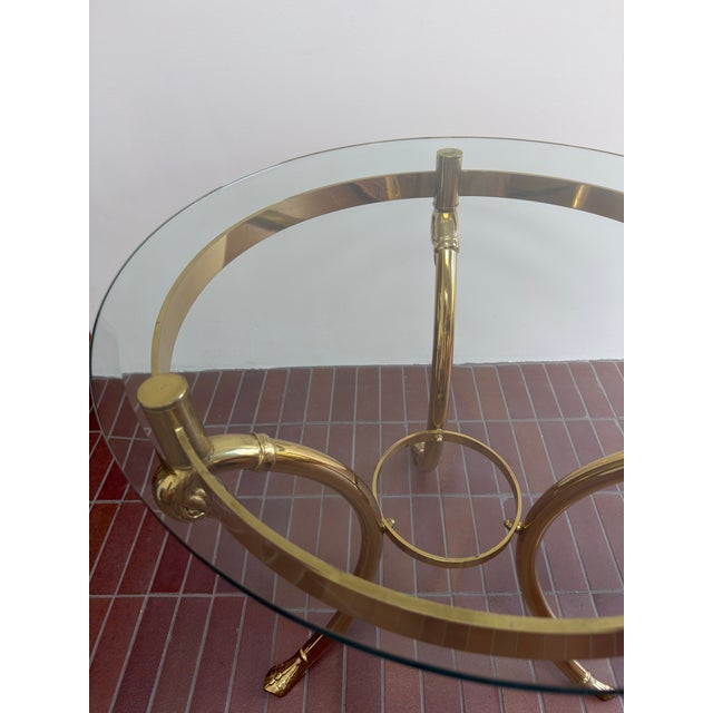 Hollywood Regency Brass Swan & Glass Accent Table For Sale - Image 12 of 12