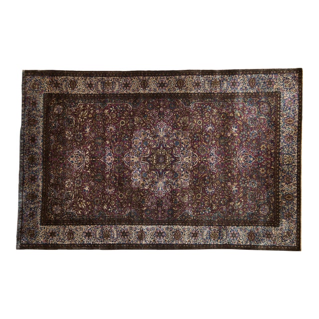 Antique Silk Kashan Rug - 4'3" X 6'8" For Sale