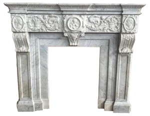 Italian Neoclassical Imperial Fireplace in White Marble, 1780