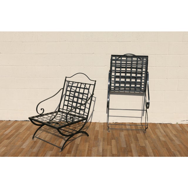 Vintage Pair of French Wrought Iron Folding Patio Chairs by Hervé Baume | Outdoor Armchairs | France 1970s For Sale - Image 16 of 18